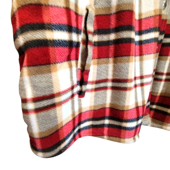 XXL Plaid Fleece Button Down Jacket w/Sherpa Lining & Chest & Front Side Pockets - Picture 5 of 9